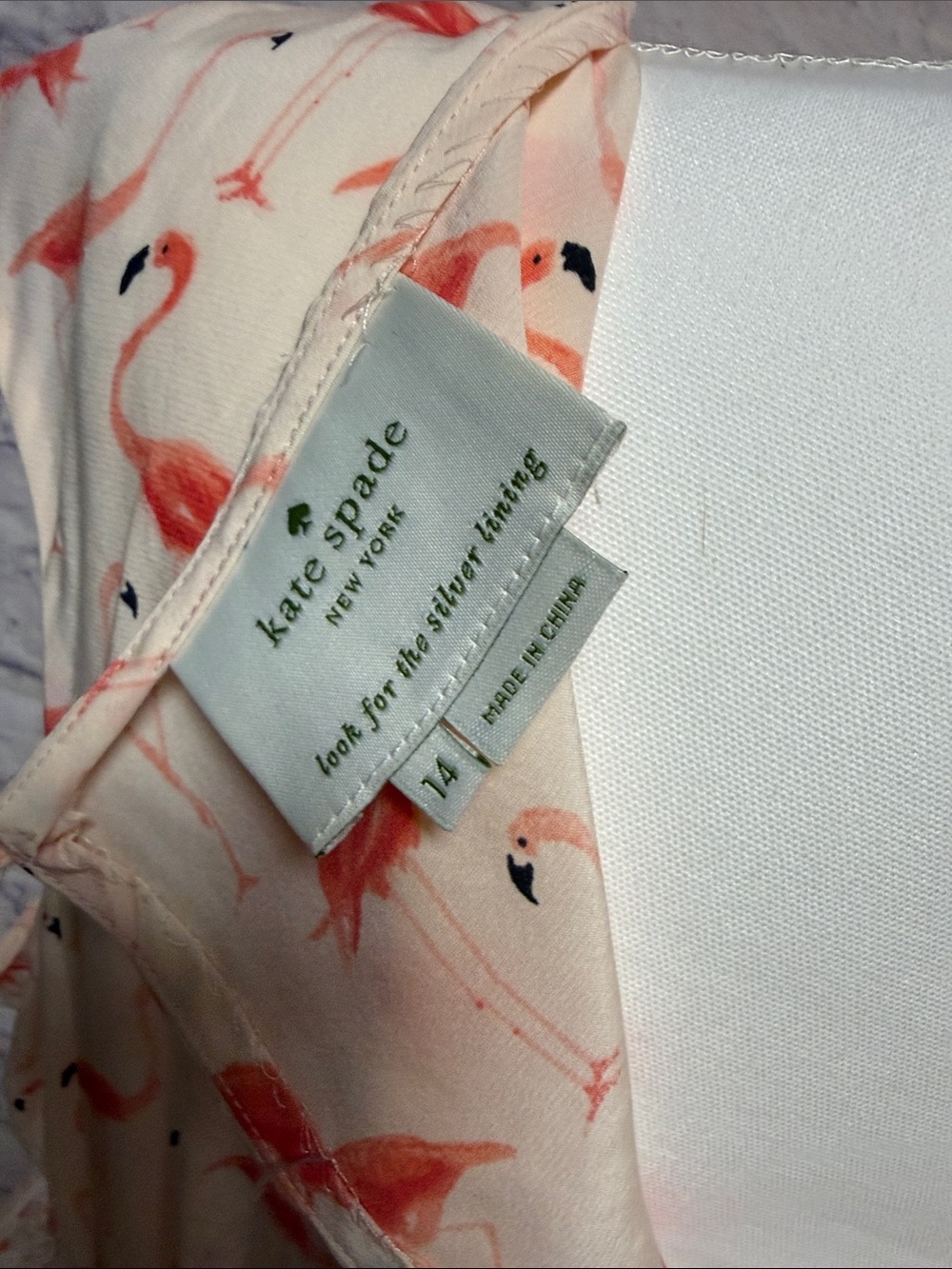 kate spade Cream Midi Dress with Coral Flamingo Print - Picture 2 of 7
